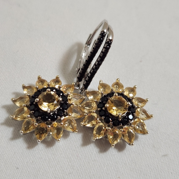 NIB Yellow Citrine Rhodium Over Silver Earrings 4.89ctw - Picture 3 of 7